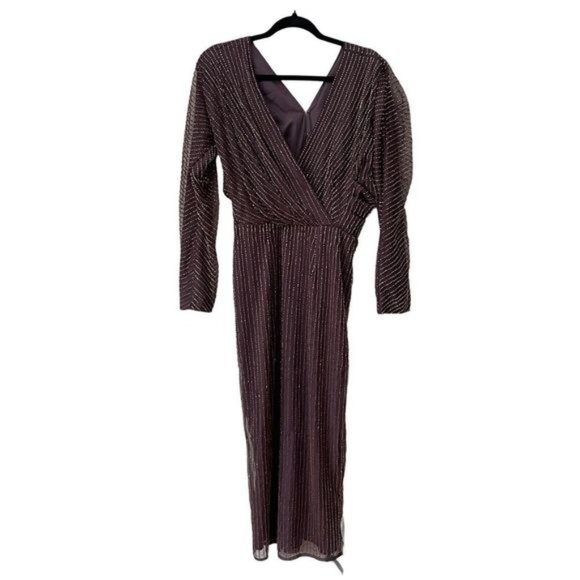 ASOS Dresses & Skirts - Asos?Design Mauve Surplice Beaded Midi Dress With Back Cutout